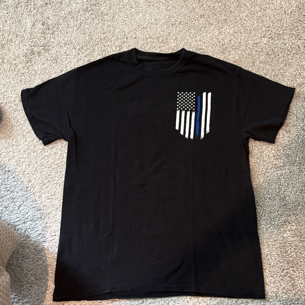 Hanes Black Tee with Flag Emblem